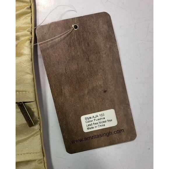 NWT - Amrita Singh travel jewelry roll case- Vintage 90s  Gold & Pink - Picture 8 of 14